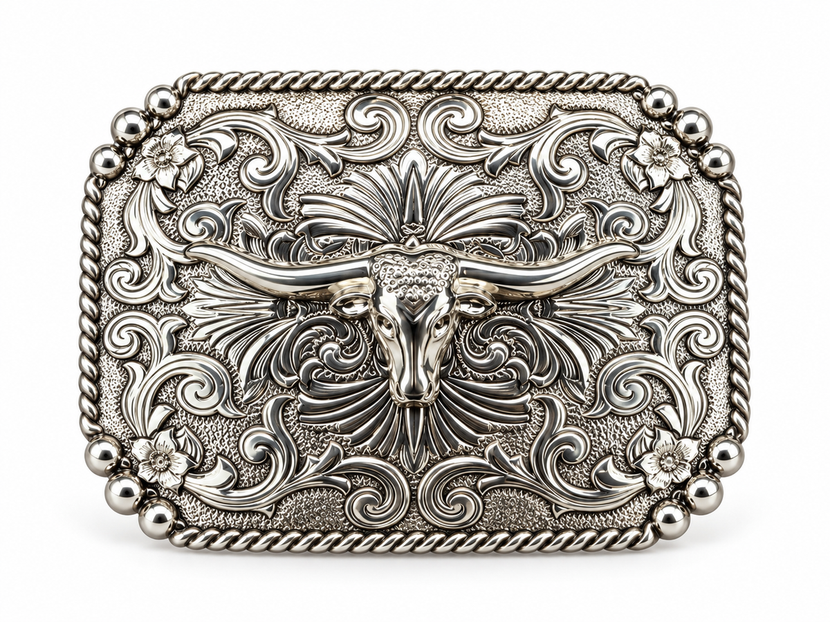 SILVER LONGHORN BUCKLE